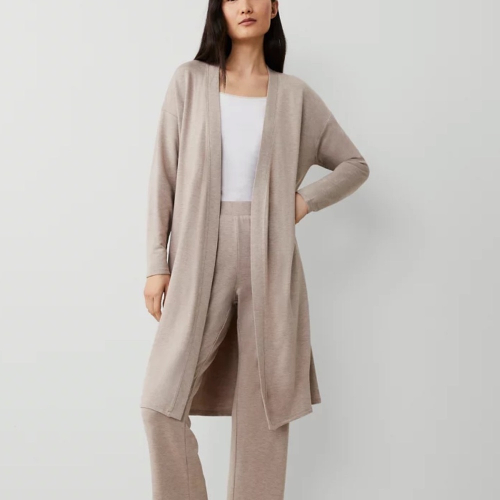 NWT Ann Taylor heathered driftwood open long duster cardigan